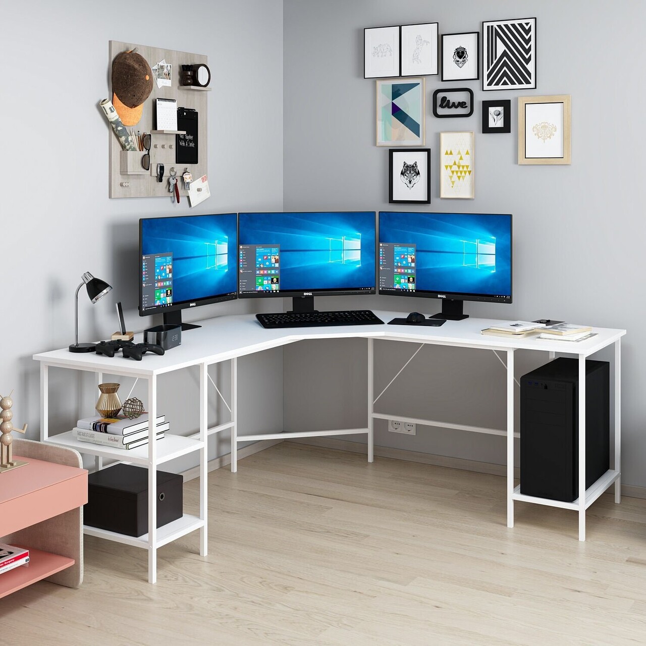 Birou, Minerva, Power L, 180x76x60 cm, PAL, Alb - 2 | YEO