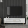 Comoda TV, Olivia, Retrol3, Alb/Auriu