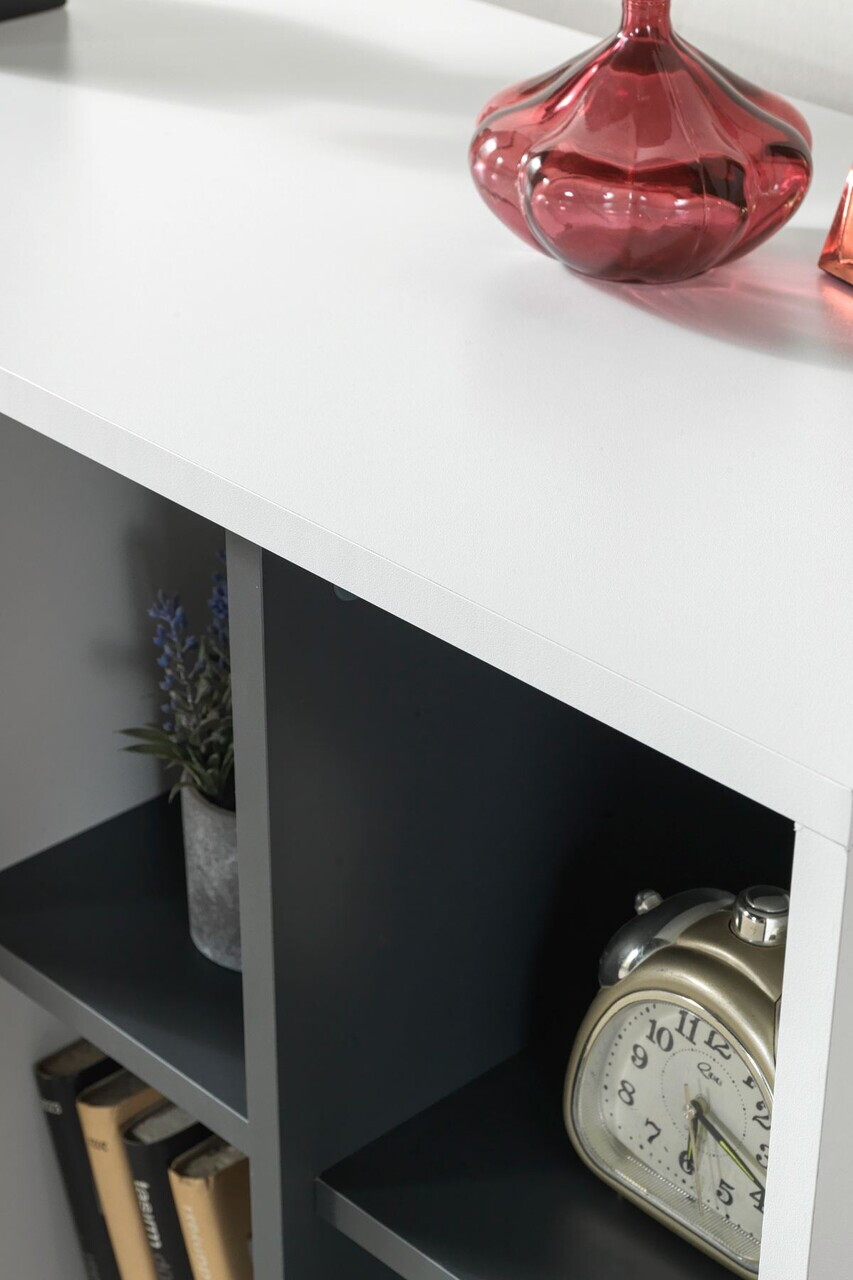 Consola, Hanah Home, Şile 4112, 100x83x44 cm, PAL, Alb / Antracit — imaginea 6