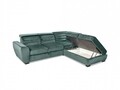 Coltar extensibil cu sezlong dreapta, 3 tetiere si lada, Barbie, 255 x 225 x 80/96 cm, verde
