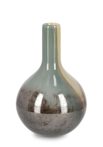 Vaza Mercury, Bizzotto, Ø 20.8 x 31.4 cm, sticla, handmade, maro/gri