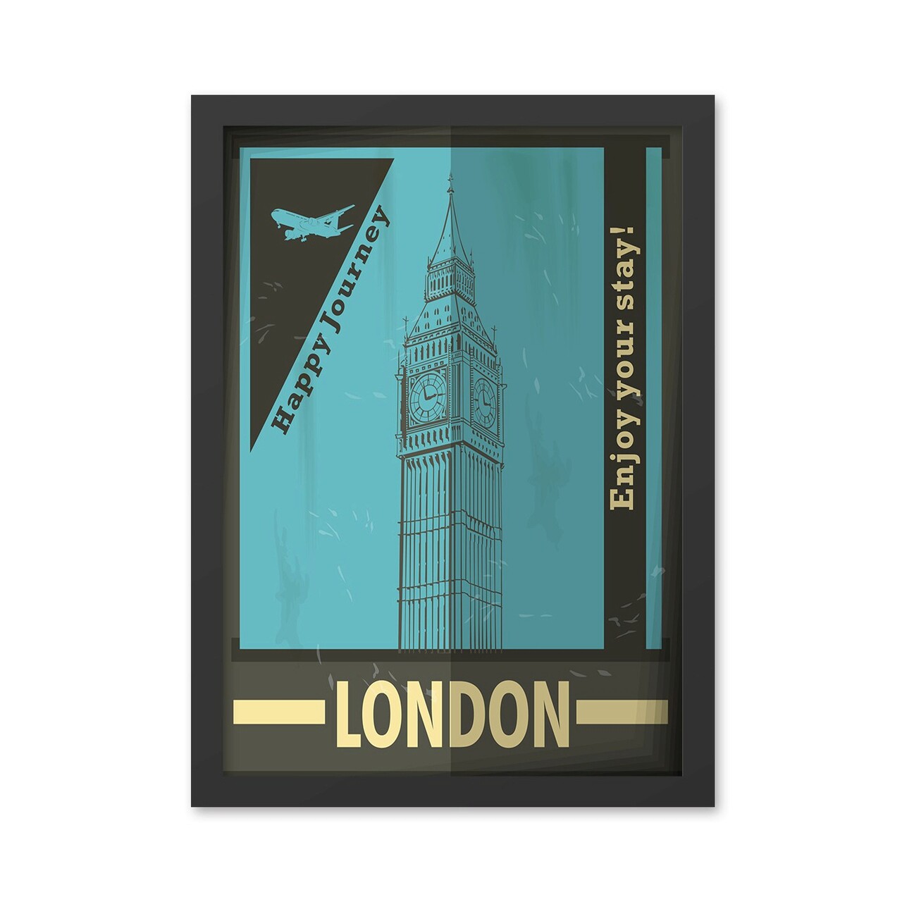 Tablou decorativ, London 2 (40 x 55), MDF , Polistiren, Turcoaz/Negru - 1 | YEO