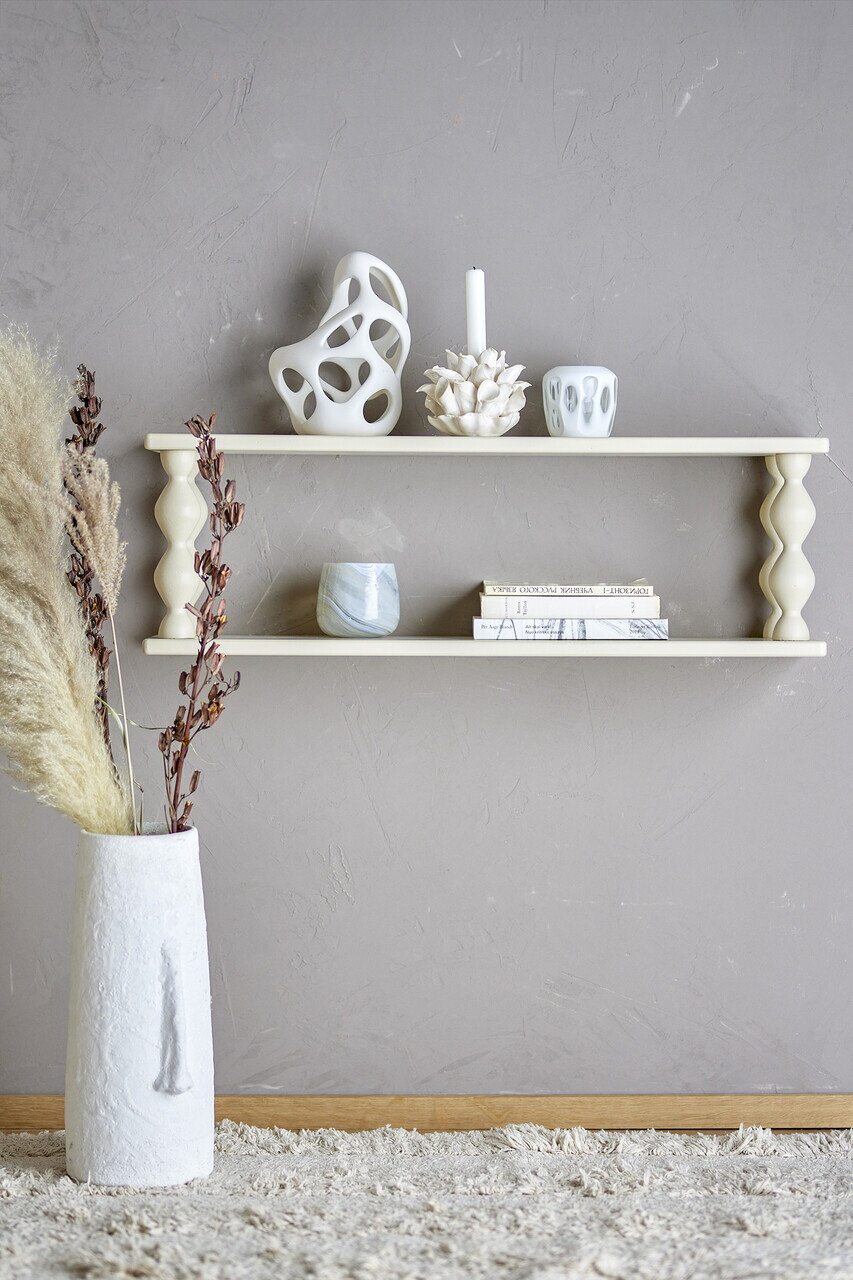 Raft de perete, Bloomingville, Salino, 80x20x26 cm, MDF/lemn de brad, alb - imagine 2