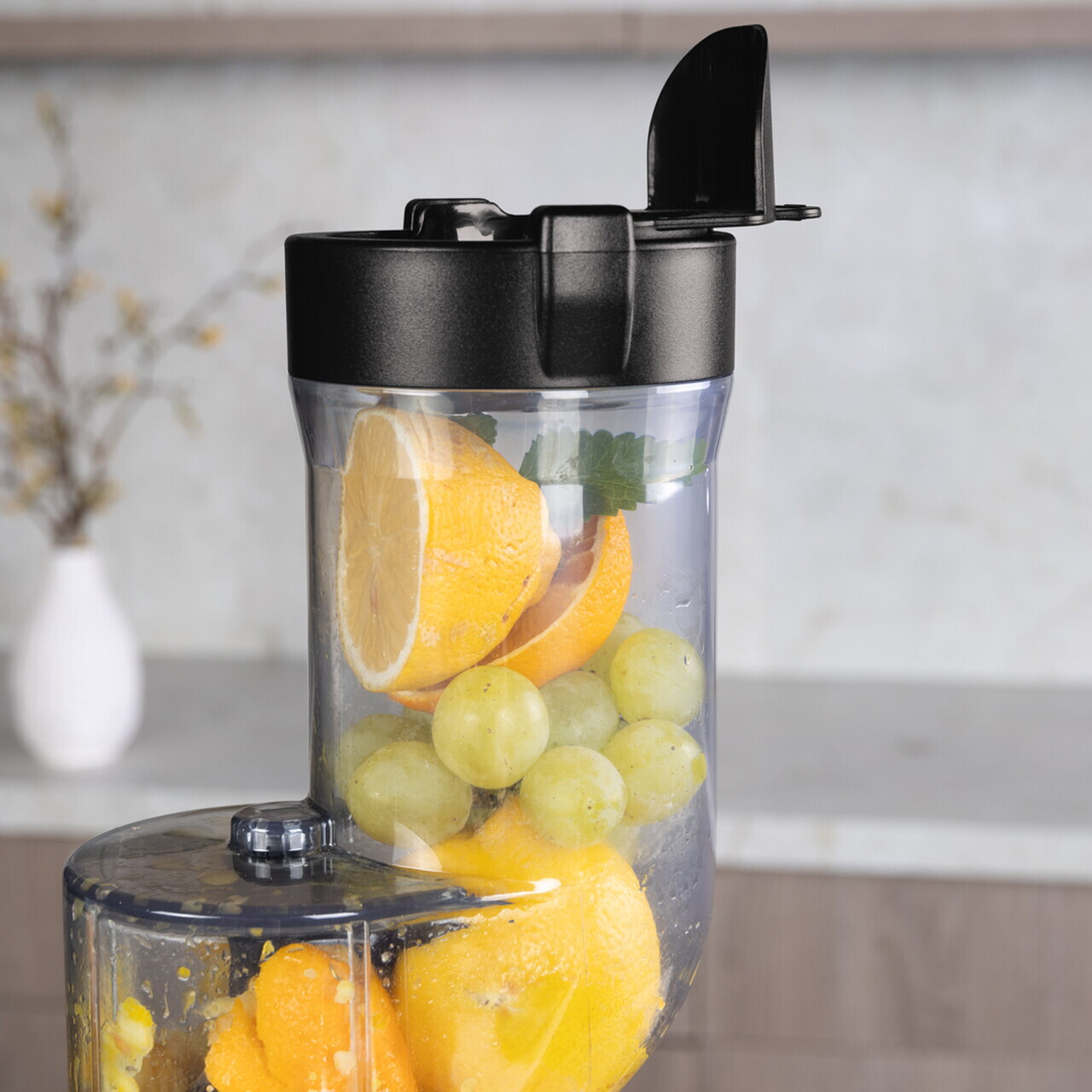 Storcator lent de fructe Berlinger Haus, Black Rose, 300W, 800 ml, inox 18/10, negru/transparent - imagine 10