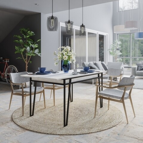 Masa extensibila Pal, Decortie, 132/170x80x76 cm, PAL melaminat, alb 132/170x80x76