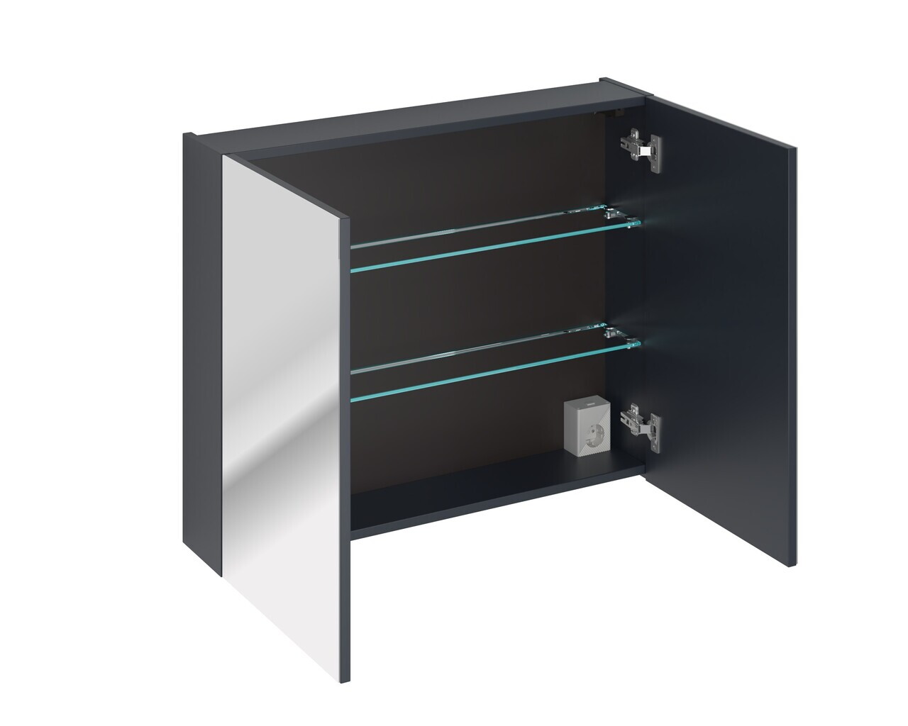 Cabinet cu oglinda si 2 usi, Santa Fe Deep Blue, Comad, 80x17x65 cm, MDF/PAL laminat, albastru indigo — imaginea 2