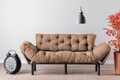 Canapea extensibila cu 3 locuri, Futon, 859FTN2868, Metal, Maro deschis