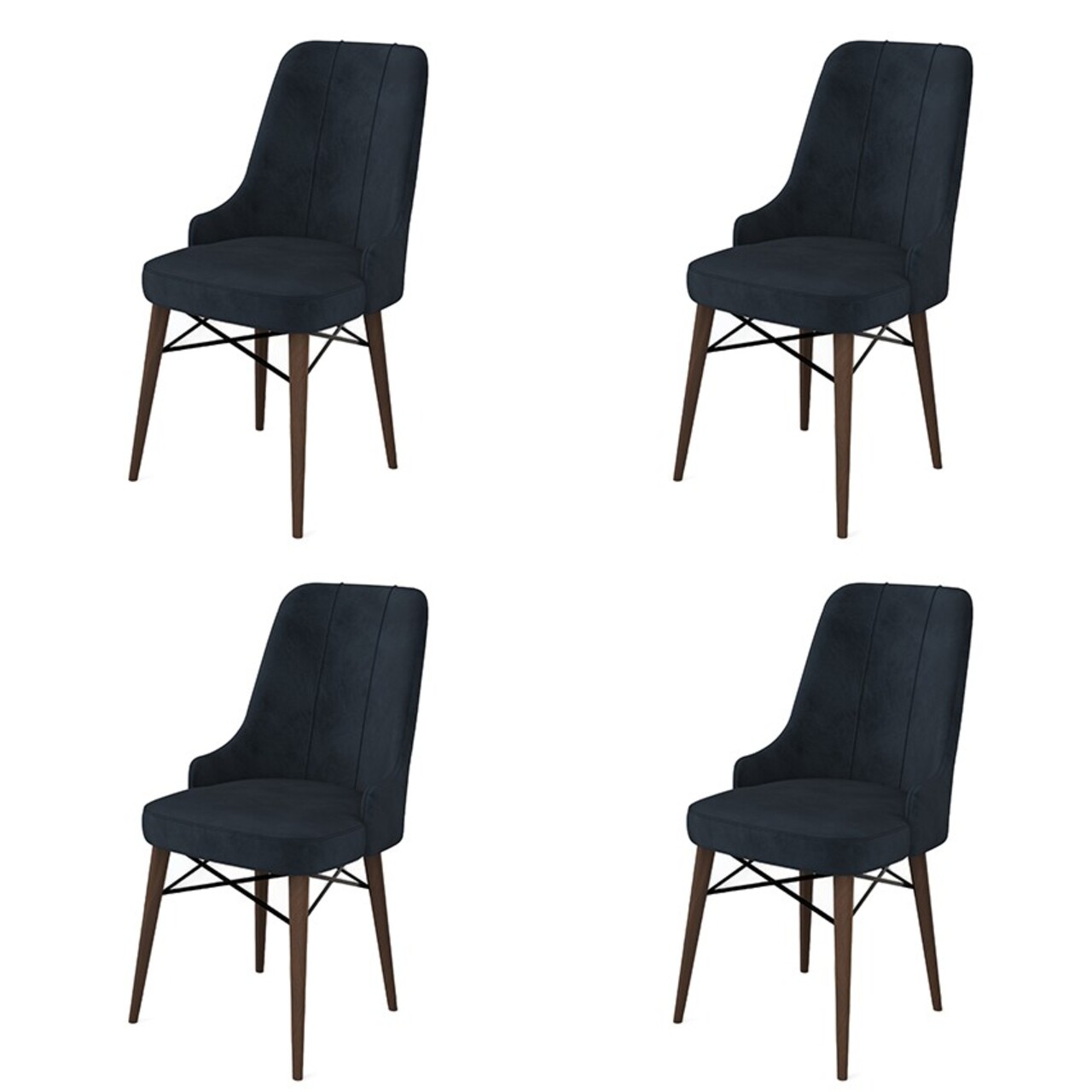 Set de scaune, Charlotte, Pare, Metal, Antracit/Maro