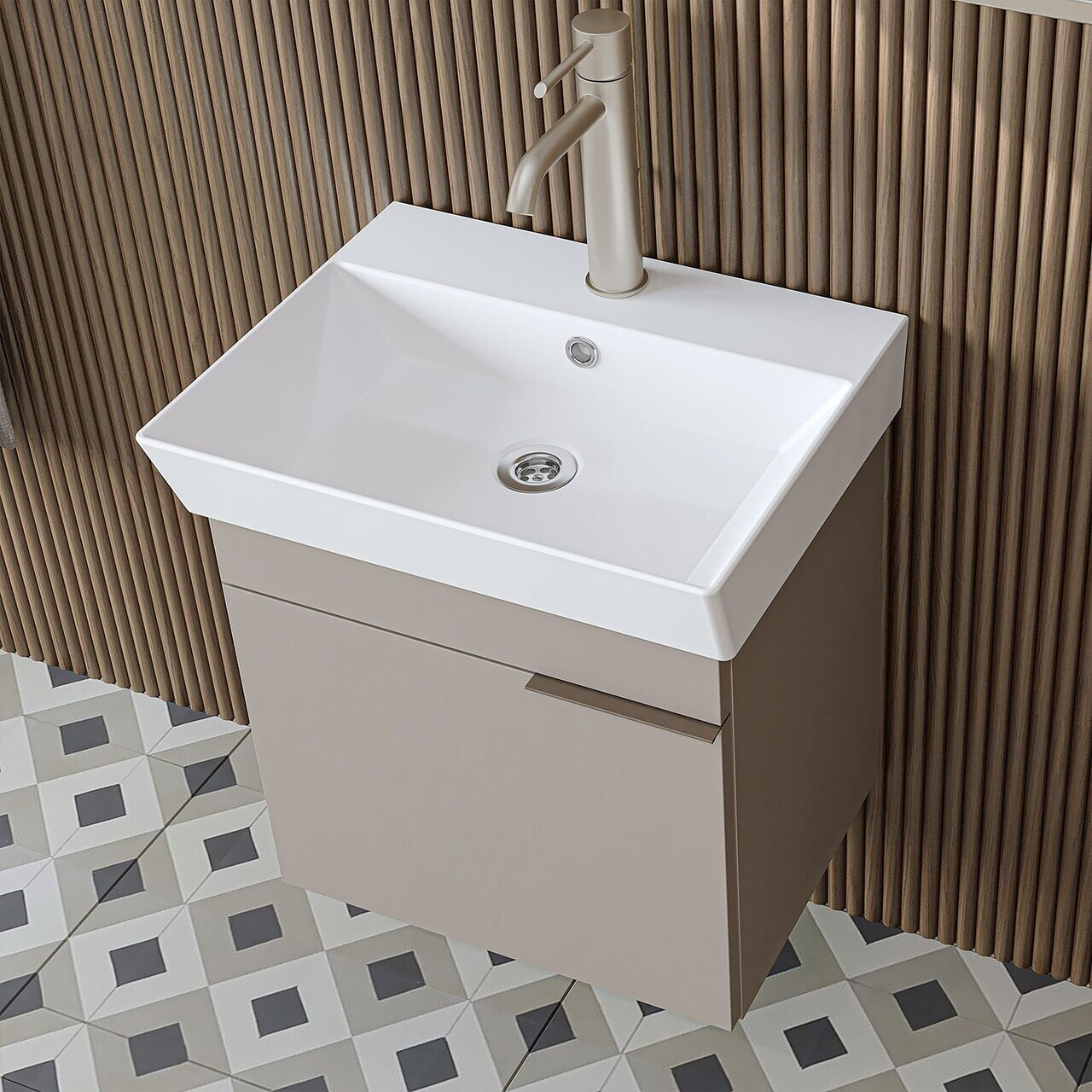 Set Dulap de Baie cu Chiuvetă și Oglindă (2 Piese), Hanah Home, 2935, MDF, Gresie — imaginea 5