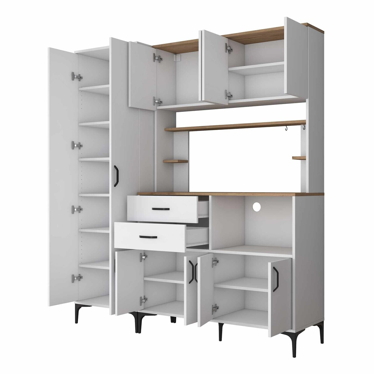 Dulap multifunctional, Hanah Home, JE270, 180x204.2x45 cm, Alb/Maro — imaginea 9