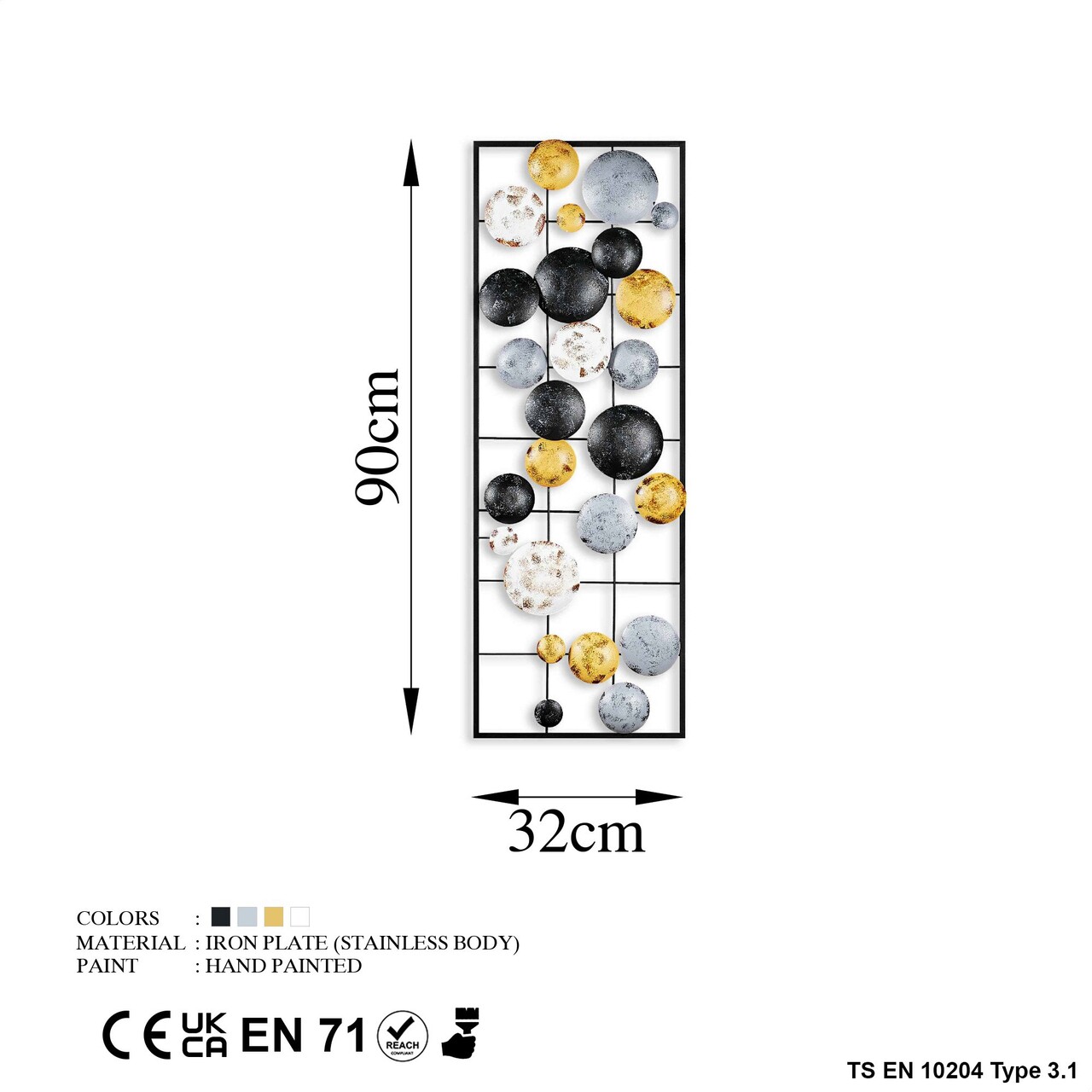 Decoratiune de perete, Camber, 90 x 32 x 4 cm, Multicolor - view 7