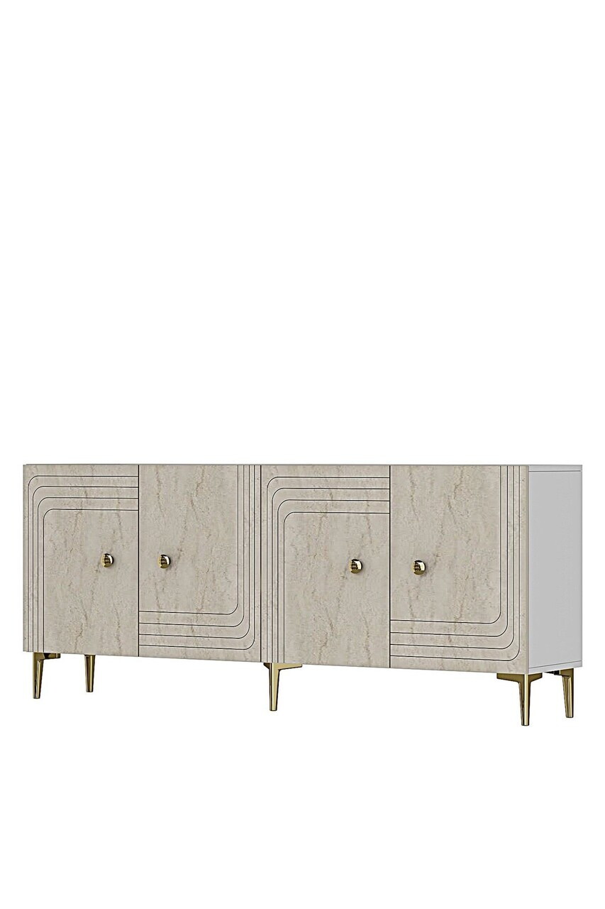 Consola, Hanah Home, Lessi 180, 180x75x32 cm, Alb / Travertin — imaginea 5
