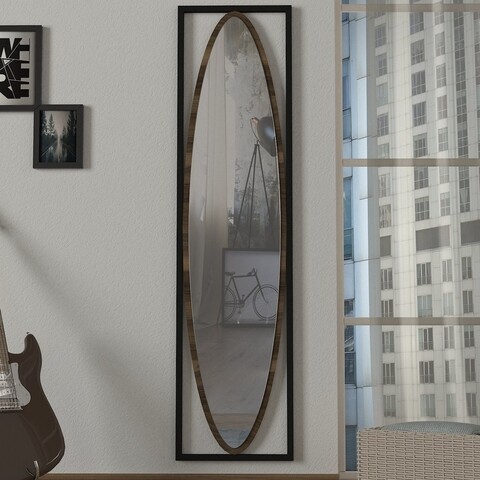 Oglinda decorativa Luppi, Talon, 39 x 151 cm, negru/walnut 151