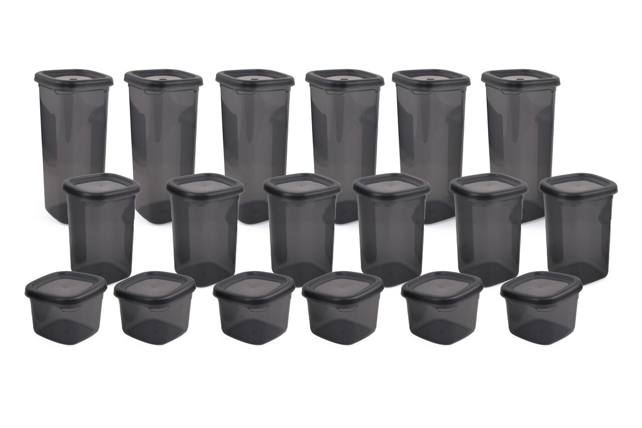 Set recipiente depozitare, Hermia, 430KSV1429, Dimensiune: 11 x 11 x 16 cm / 1200 ml (6 bucăți), Gri - imagine 3