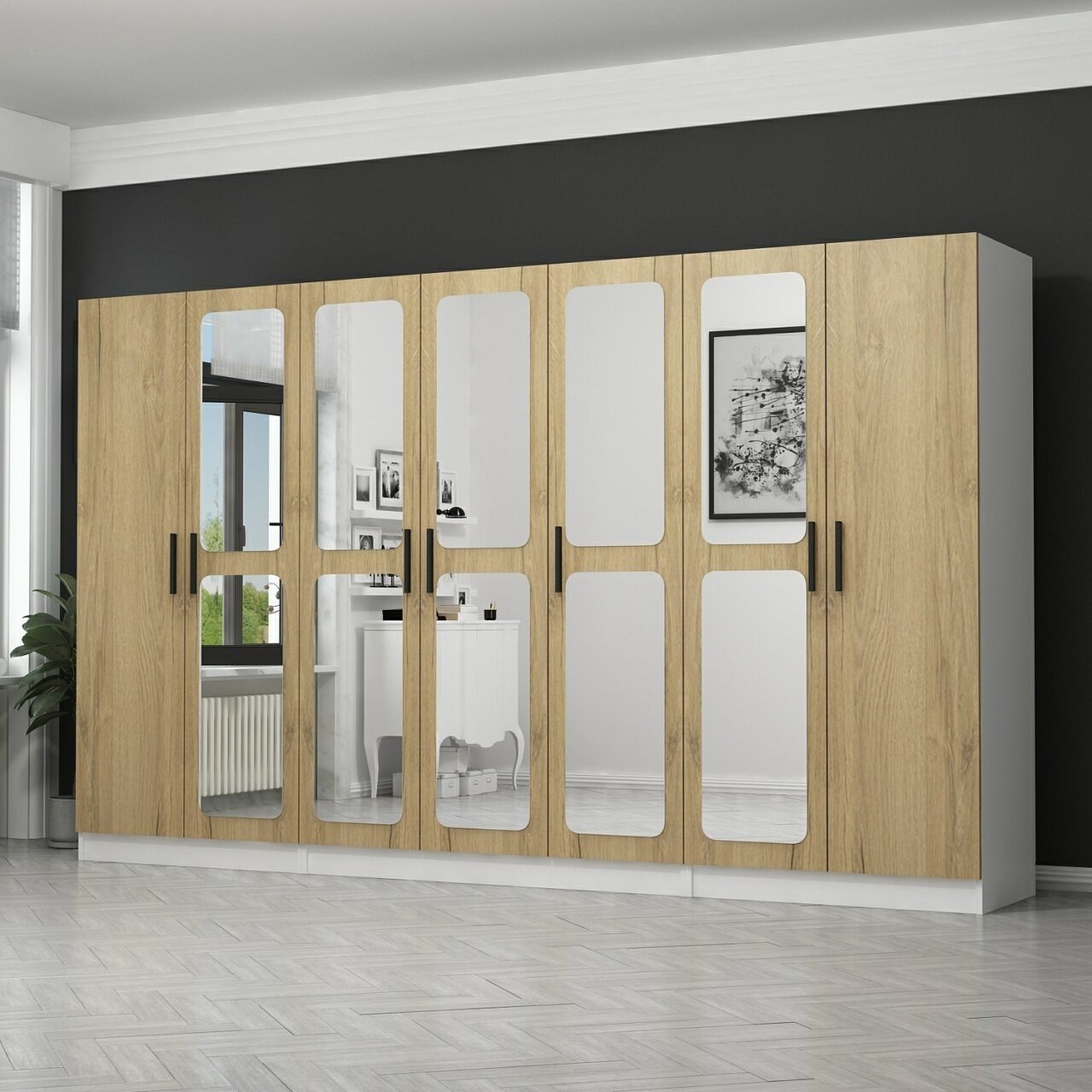 Dulap pentru haine, Minerva, Kale, 315x190x52 cm, PAL, Maro - 1 | YEO