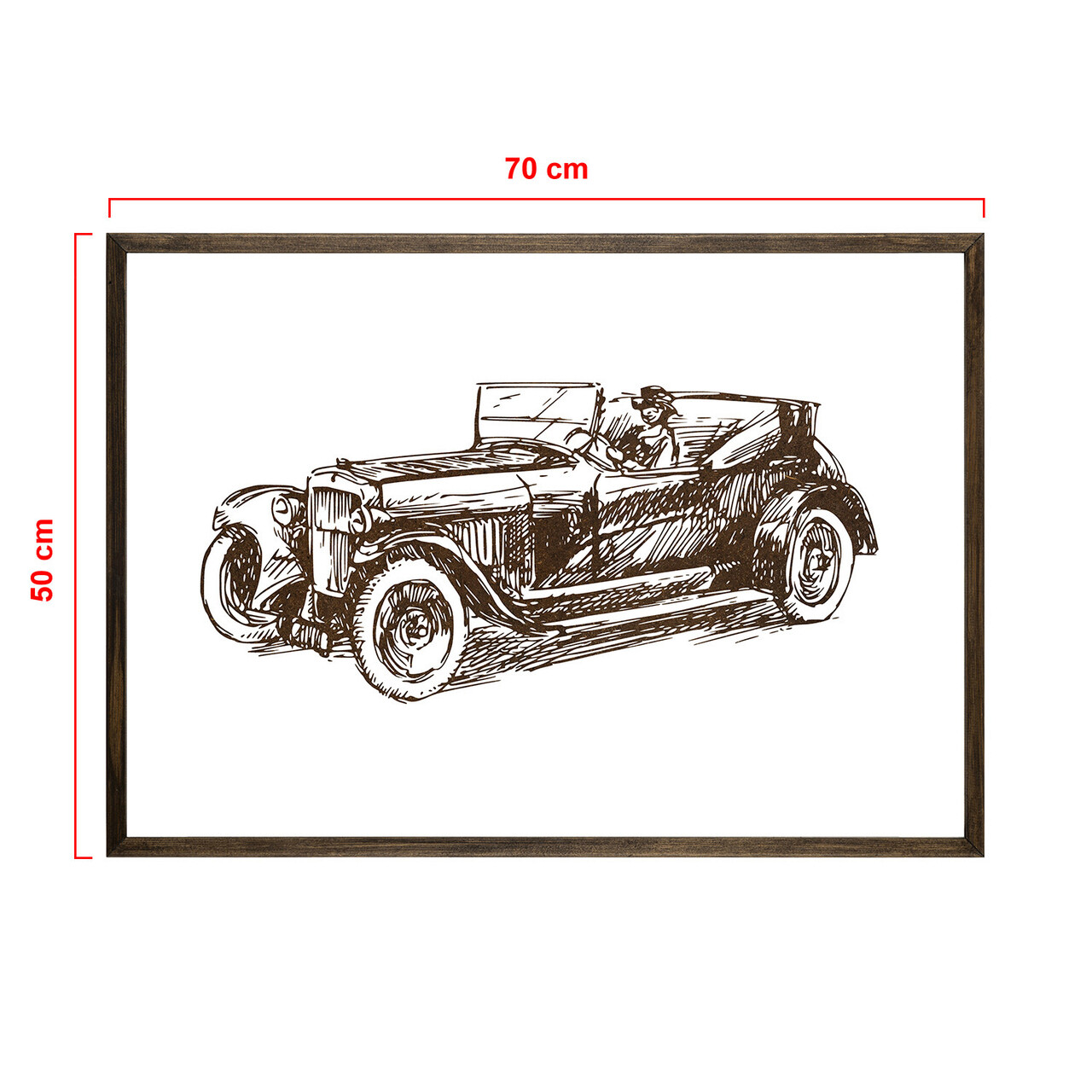 Tablou decorativ, TD135, Lemn, Desenat manual, Natural