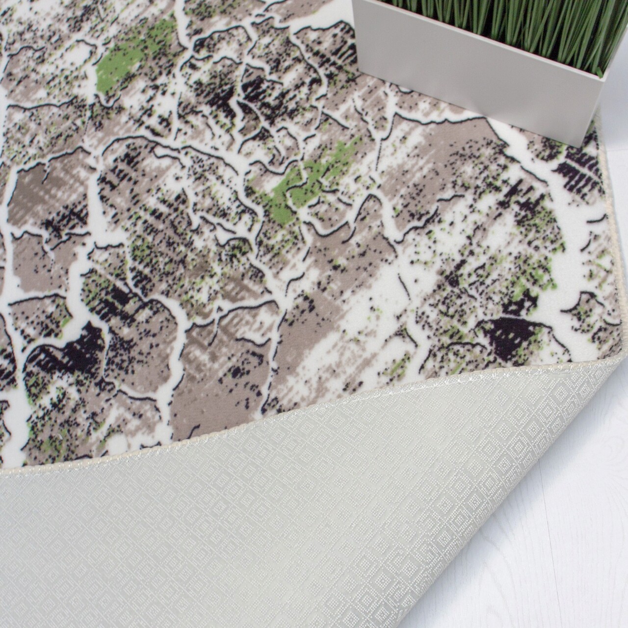 Covor, 404, 80x300 cm, Poliester, Gri-verzui - 1 | YEO