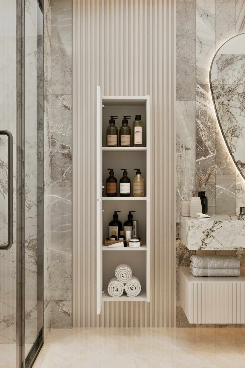 Dulap de baie, Hanah Home, Capella, 34x138x32 cm, MDF, Alb - view 4