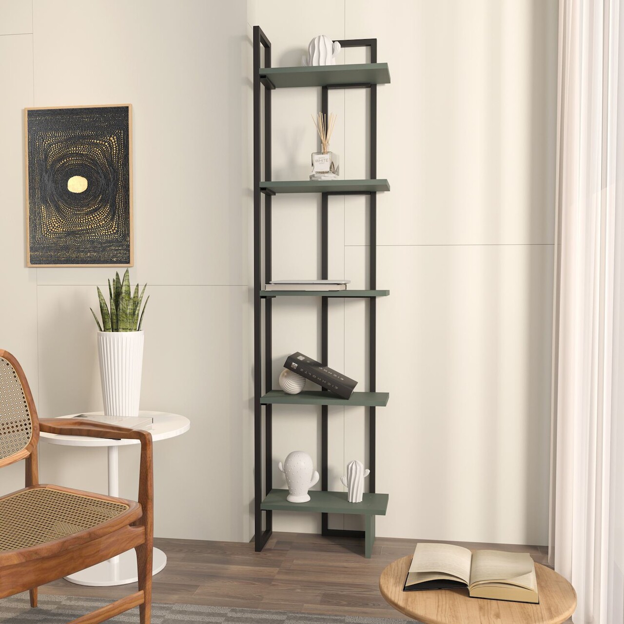 Corp biblioteca, Zena Home, Alice, Negru/Verde - 1 | YEO