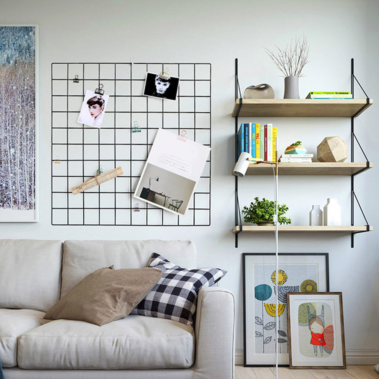 Decoratiune de perete, WR004, Metal, Cu 10 agatatori, Negru - 2 | YEO