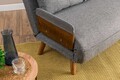 Canapea extensibilă cu 2 locuri, Futon, 859FTN2723, Metal , Gri deschis