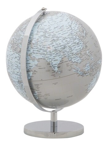 Glob pamantesc decorativ, Mauro Ferretti, 25x34 cm, plastic/fier, argintiu/albastru deschis
