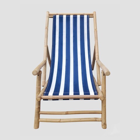 Sezlong Mare, Homla, 60x115x83 cm, bambus/poliester, natur/albastru