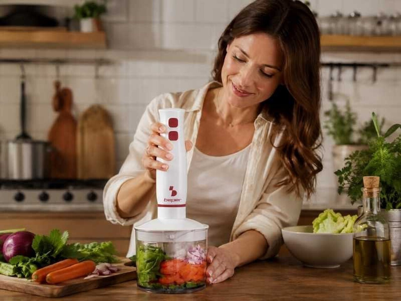 Set blender 4 in 1 Beper, 400 W, 6.5x6.5x36 cm, ABS/inox, multicolor — imaginea 12