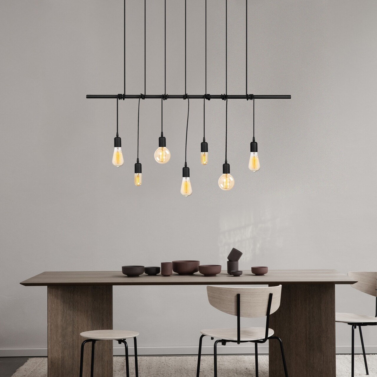 Candelabru Opviq Salkim, 120x180 cm, 7 x E27, 40W, negru