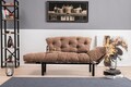 Canapea extensibilă cu 2 locuri, Futon, 859FTN2866, Metal, Maro deschis