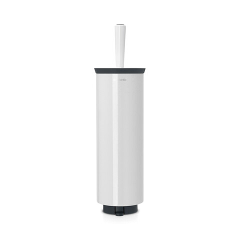 Perie de toaleta cu suport, Brabantia, Profile White, 12.5x11.5x43 cm, otel, alb