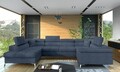 Coltar extensibil stanga 6 locuri ELTAP, Th-25, Thiago, 342x208x88 cm, lemn/poliester, albastru