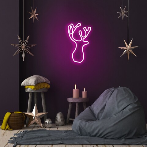 Lampa de perete Deer, Neon Graph, 21x34x2 cm, roz 21x34x2