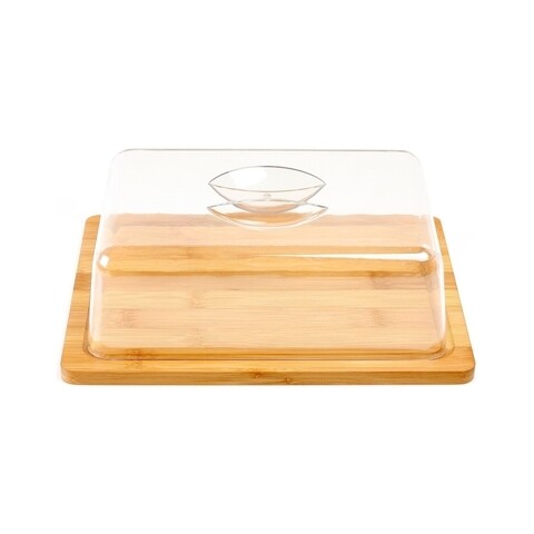 Platou servire branzeturi cu capac, Zokura, 24x19 cm, bambus/plastic