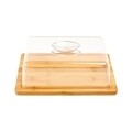 Platou servire branzeturi cu capac, Zokura, 24x19 cm, bambus/plastic