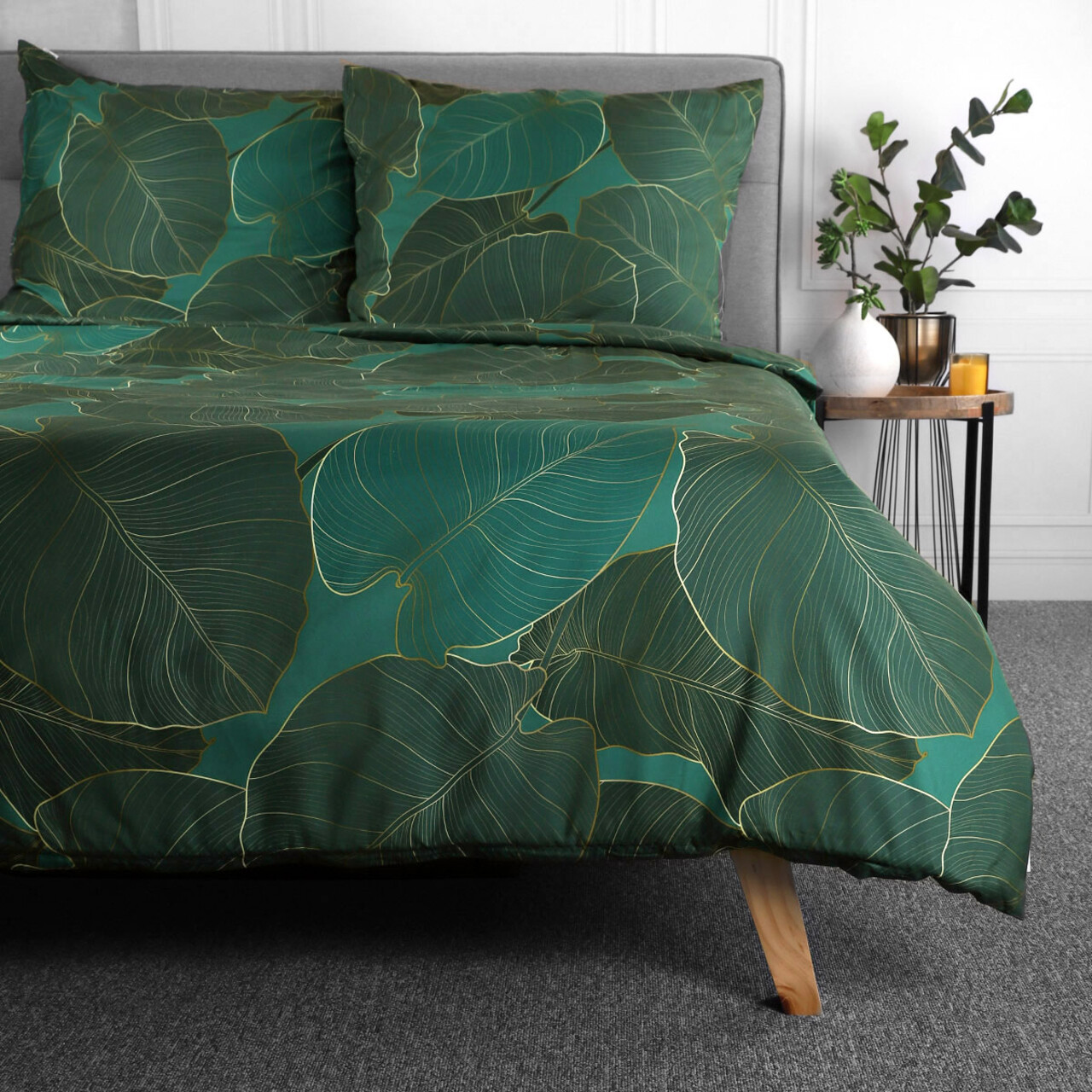 Lenjerie de pat dubla Gallo, Homla, 160x200 cm, 3 piese, microfibra din poliester, verde - view 11