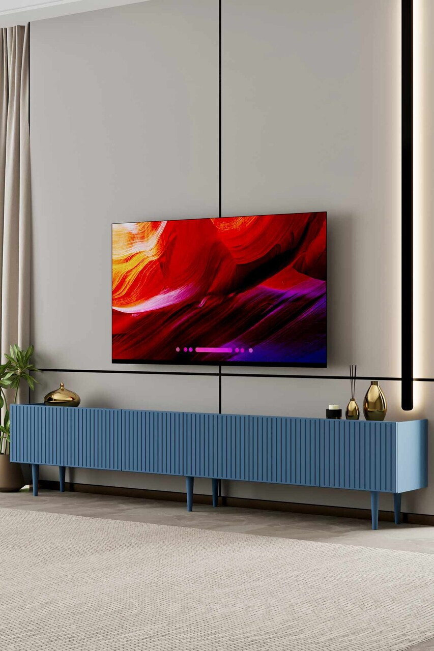 Comoda TV, Hanah Home, Capella 240, 240x50x29 cm, MDF, Albastru - view 2