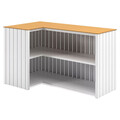 Set masa + 4 taburete Tribola, 180x100x105 cm / 36/50x75 cm, aluminiu, alb/natur