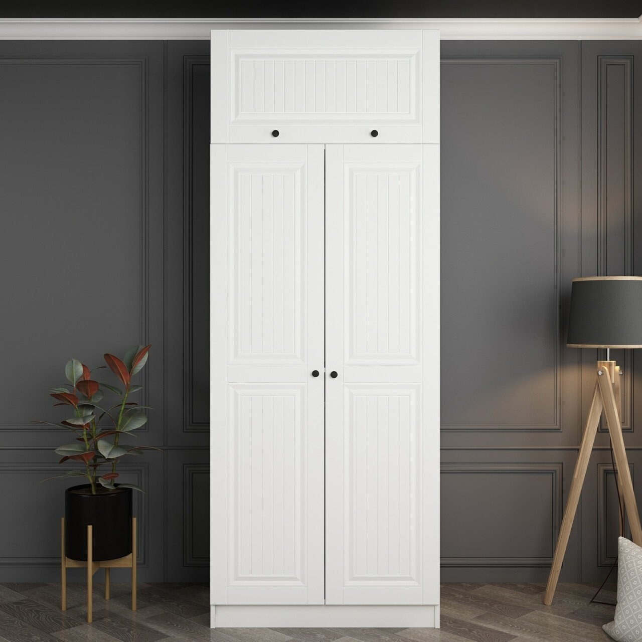 Dulap pentru haine, Minerva, Kale White, 90x235x52 cm, PAL, Alb - 1 | YEO