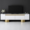 Comoda TV, Bexley, Bohem, Alb/Auriu