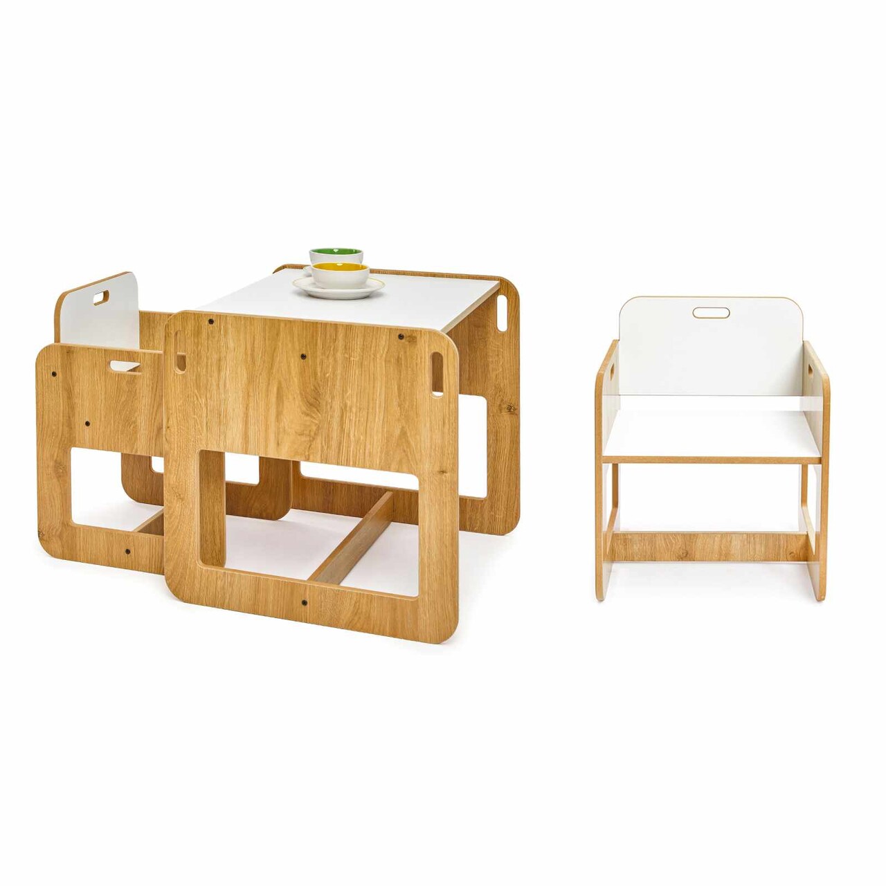 Set masa si scaun pentru copii, Hanah Home, Dove 2, Alb / Natural - view 6