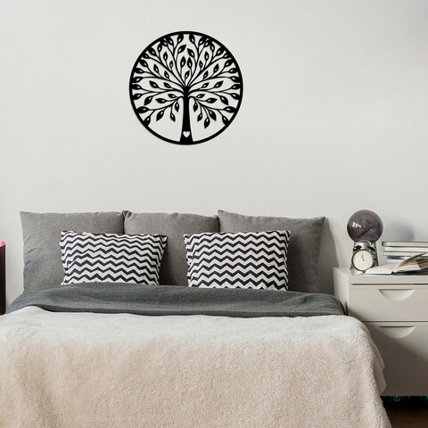Decoratiune de perete, ağaç 3, lemn, dimensiune: 58 x 58 cm, negru