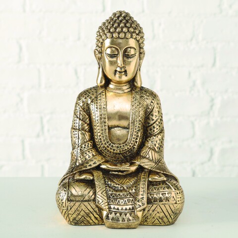 Decoratiune Jarven Buddha, Boltze, 30 cm, polirasina, auriu