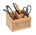 Cutie depozitare cu 3 compartimente, Wenko, Allegre, 12 x 8.5 x 9 cm, bambus/ratan, natur