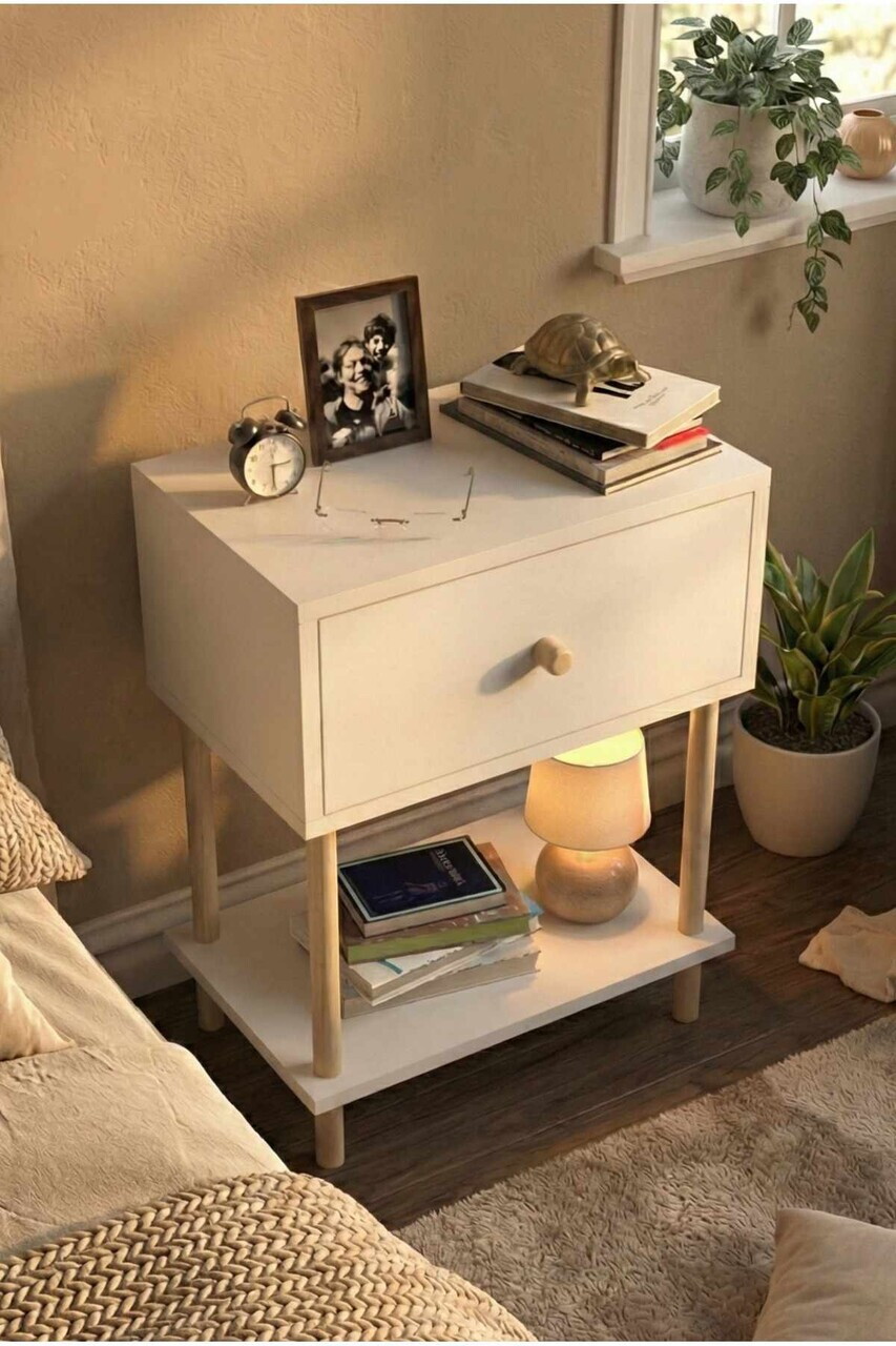 Noptiera Hanah Home Peka-0002 50x64.4x32 cm PAL Alb