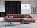 Coltar dreapta 5 locuri, Mamaia, Micadoni Home, GL, 293x185x75 cm, catifea, roz