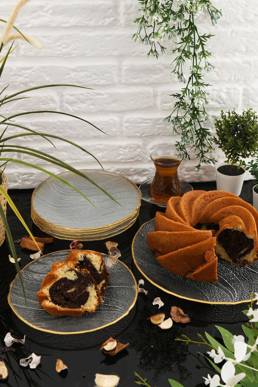 Set platouri servire desert, Hermia, 330SBL1108, Farfurie: 21 cm (6 bucăți), Transparent - imagine 4