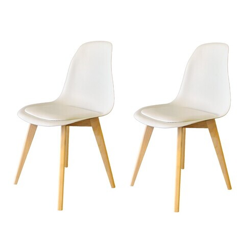 Set scaune 2 piese, Hanah Home, SND3015-2BYZ, CARPEN, Alb / Stejar