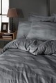 Lenjerie de pat dubla, 6 piese, 200x220 cm, 100% bumbac, Saheser, Greta, gri