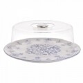Platou pentru prajituri InArt, ceramica, 31x12 cm, White/Blue